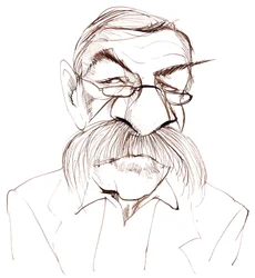 Günter Grass, romanziere, poeta, drammaturgo e artista tedesco; caricatura